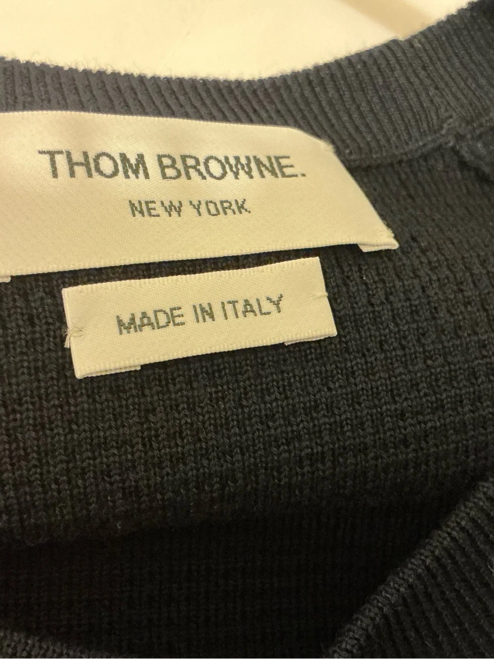 Thom Browne 4- Bar stripe Dark Navy Crewneck Knit Sweater size 40